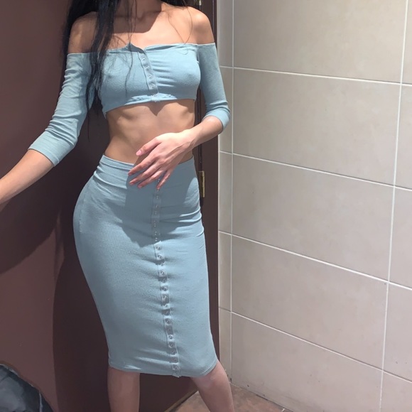 Fashion nova puppy love dress cut in to a 2 PC set in colour sage - Picture 1 of 2